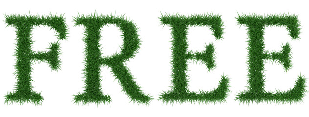 Free - 3D rendering fresh Grass letters isolated on whhite background.