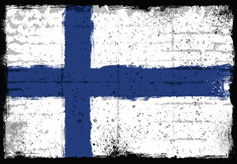 Grunge elements with flag of Finland. 