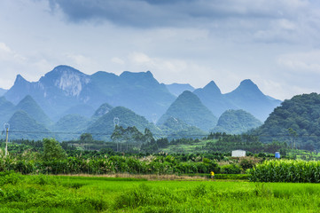 Naklejka premium The countryside and mountains scenery in summer 