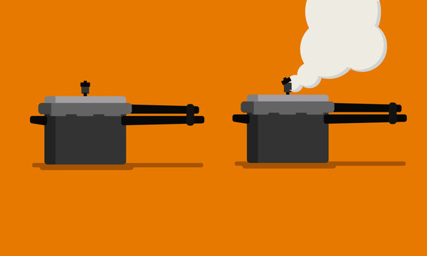 Pressure Cooker Whistle With Steam Coming Out In Flat Art Style Design