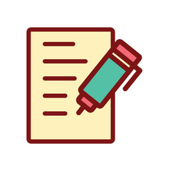 Pen And Paper Stationery Office tool icon cartoon style