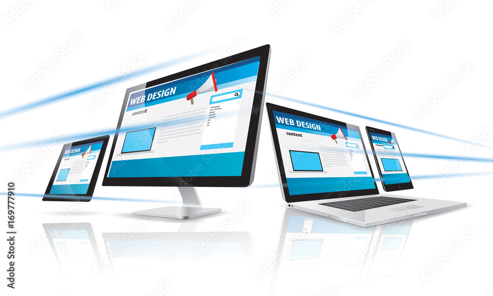 Wall mural vector illustration. internet online computer web design website network technology future concept