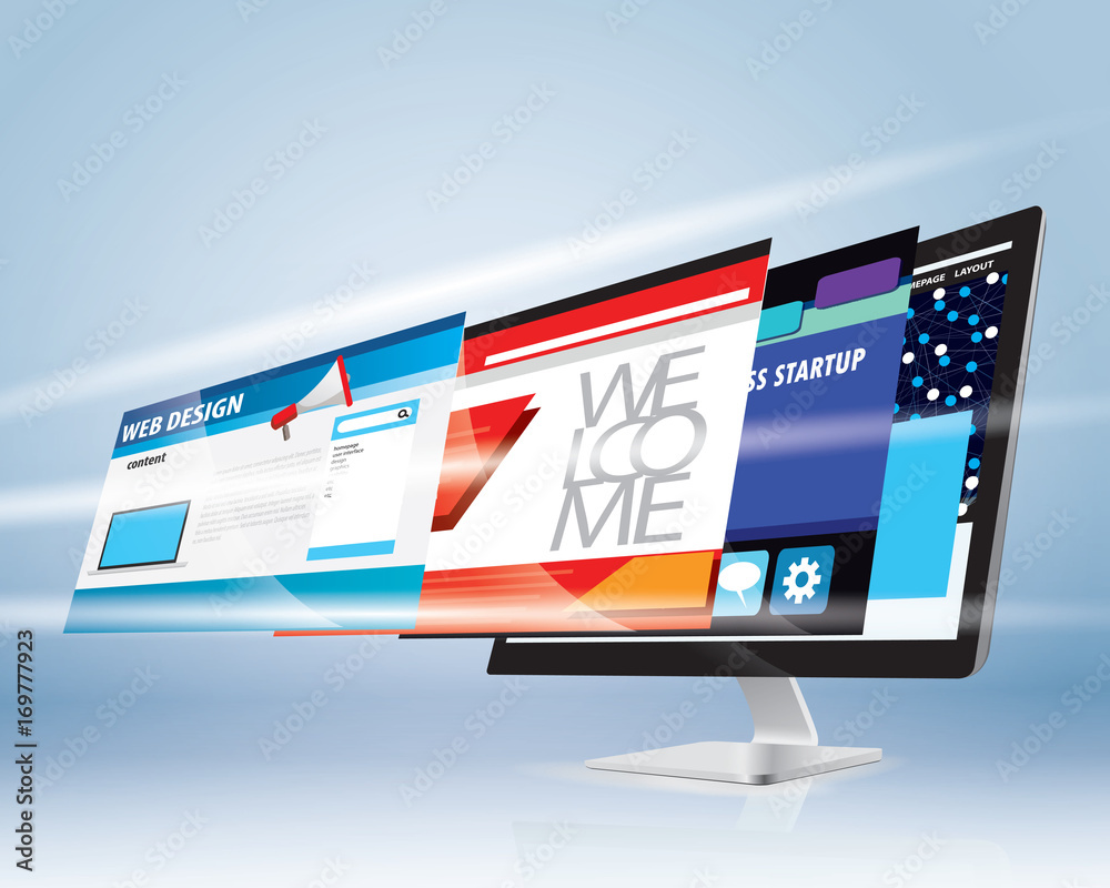 Wall mural vector illustration. internet online computer web design website network technology future concept