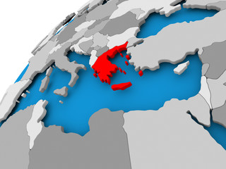 Map of Greece in red