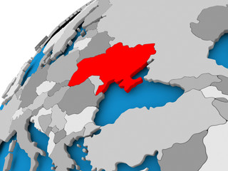 Map of Ukraine in red