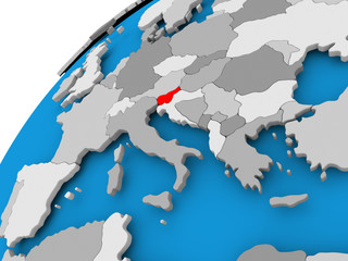 Map of Slovenia in red