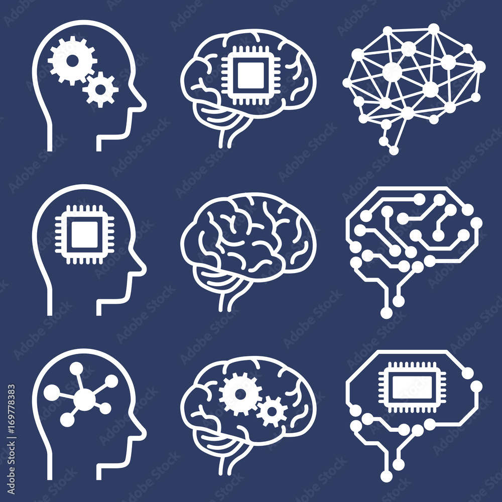 Poster ai (artificial intelligence) icon set.