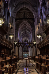 Interior view of National Cathedral in Washington. The Cathedral is listed on National Register of Historic Places