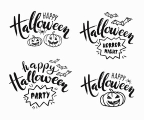 Happy Halloween lettering. Holiday calligraphy for banner, poster, greeting card, party invitation. Vector illustration on white background