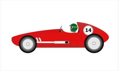 red vintage racing in cartoon retro style