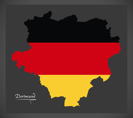 Obraz premium Dortmund map with German national flag illustration
