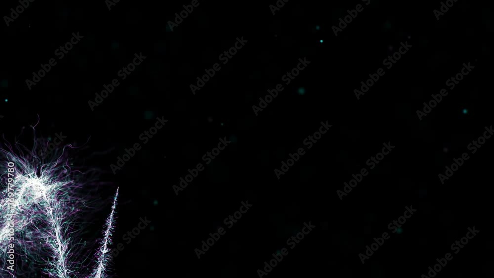 Poster 3d rendered particle trail background. abstract detailed particles structure. particles are emitted 