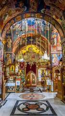 Fototapeta na wymiar Interior of the 15th-century Serbian Orthodox monastery Tvrdos. Trebinje, Bosnia and Herzegovina 