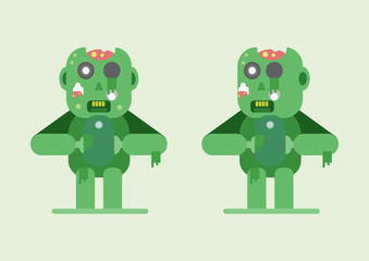 Character of zombies on grey background.