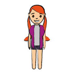 woman standing icon over white background colorful design vector illustration