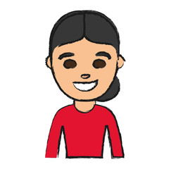 cartoon young woman smiling icon over white background colorful design vector illustration