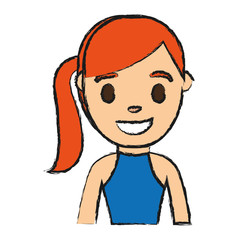 Obraz premium cartoon young woman smiling icon over white background colorful design vector illustration