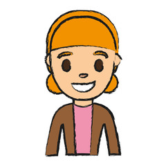 cartoon young woman smiling icon over white background colorful design vector illustration