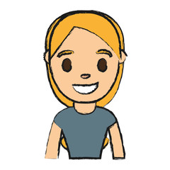 Obraz premium cartoon young woman smiling icon over white background colorful design vector illustration