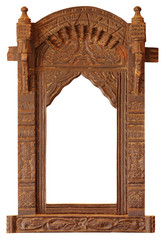 Intricate Detail of an Ornate Entry Arch in India, against a White Background