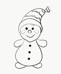 Coloring, funny snowman