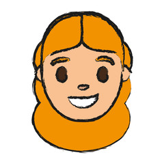 cartoon woman smiling icon over white background colorful design vector illustration