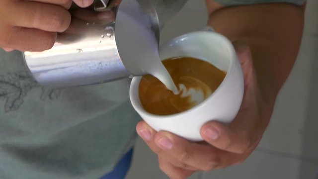 coffee latte art in cafe coffee shop