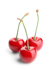 Fresh sweet cherries on white background