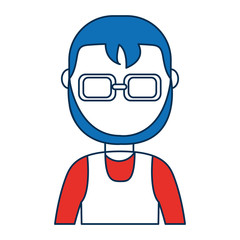 man wearing glasses icon over white background vector illustration