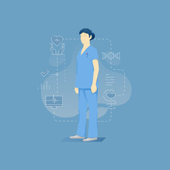 Female doctor in blue uniform