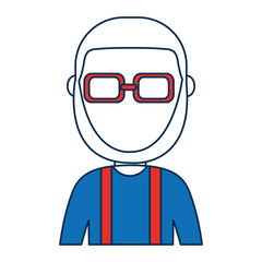 man wearing glasses icon over white background vector illustration