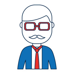 man wearing glasses icon over white background vector illustration