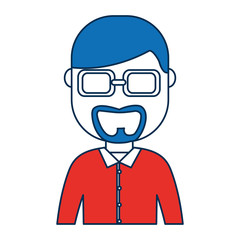 man wearing glasses icon over white background vector illustration
