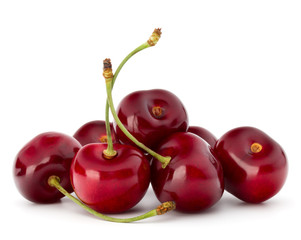 Sweet cherry berries isolated on white background cutout