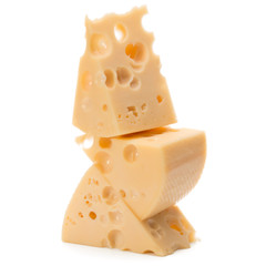 Cheese block isolated on white background cutout