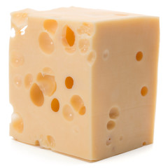 Cheese block isolated on white background cutout