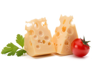 Cheese block isolated on white background cutout