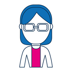 woman wearing glasses icon over white background colorful design vector illustration