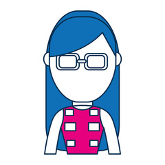 woman wearing glasses icon over white background colorful design vector illustration