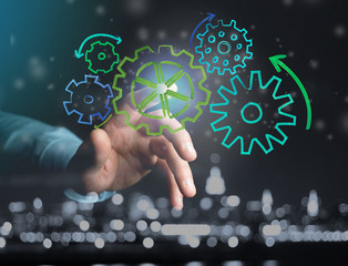 Cogwheel interface setting displayed on an interface with different colors - Technology concept