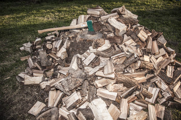 heap of chopped wood
