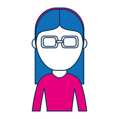 woman wearing glasses icon over white background colorful design vector illustration
