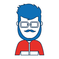 man wearing glasses icon over white background vector illustration