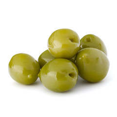 Green olives fruits isolated on white background cutout