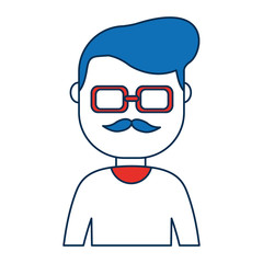 man wearing glasses icon over white background vector illustration