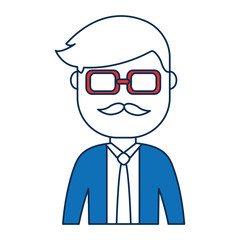 cartoon businessman icon over white background colorful design vector illustration