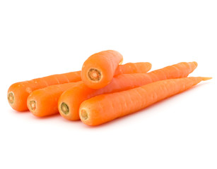 Sweet raw carrot tuber isolated on white background cutout
