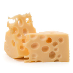 Cheese block isolated on white background cutout