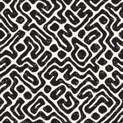 Seamless pattern with maze lines. Monochrome abstract background. Vector hand drawn labyrinth.