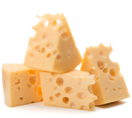 Cheese block isolated on white background cutout